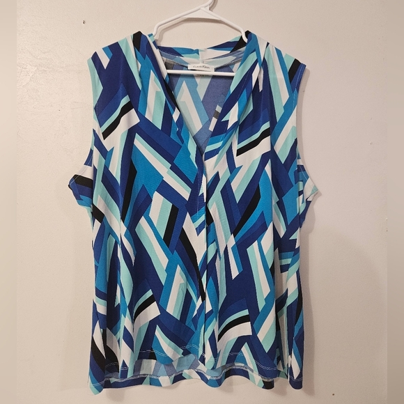 Calvin Klein Blue Plus Size Sleeveless Blouse! - Picture 1 of 6
